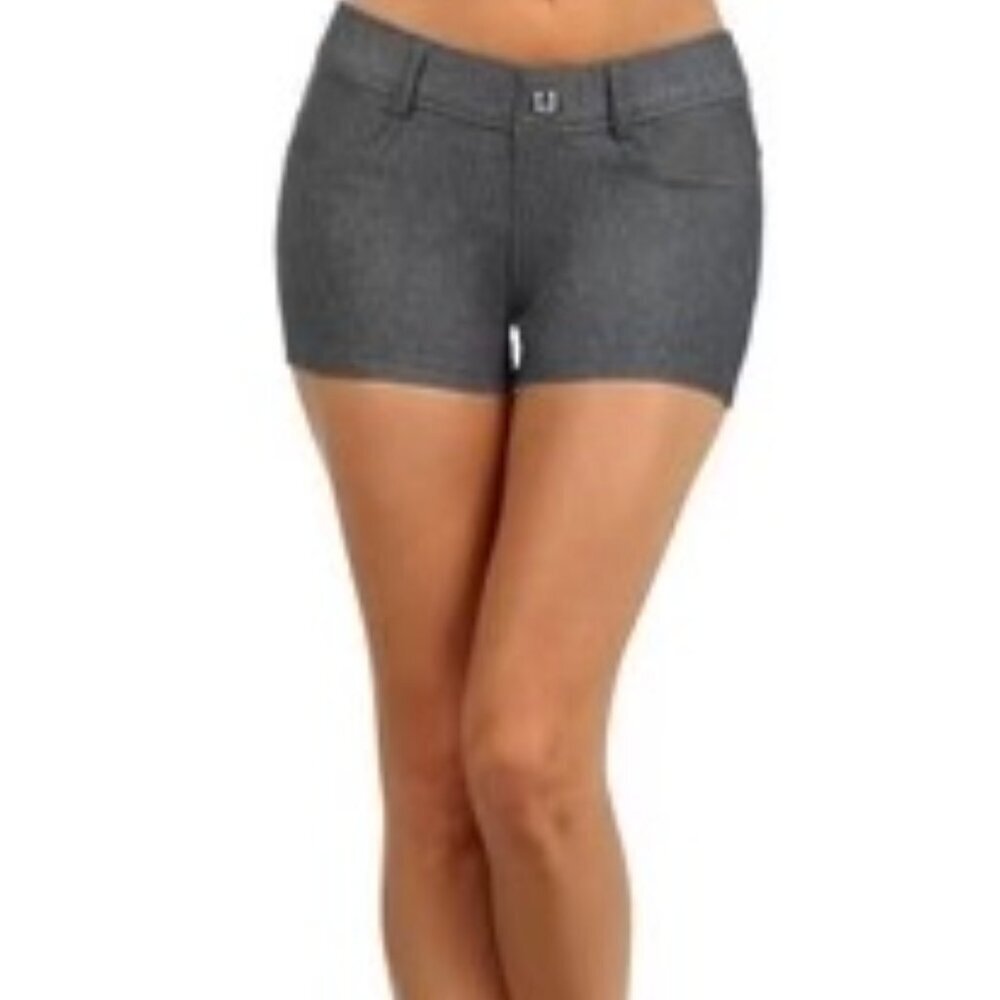 ACTIVE Women's Classic Jean Like Jegging Shorts - Grey Size Large (fits S/M)